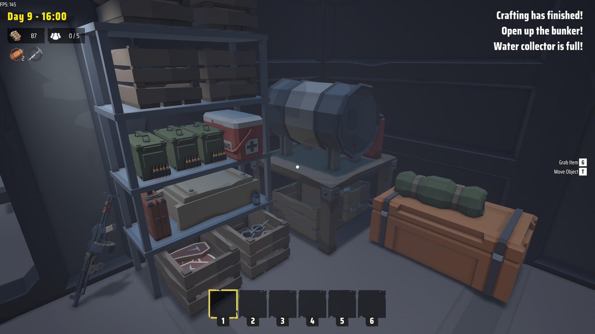 Crafted goods on the storage shelves